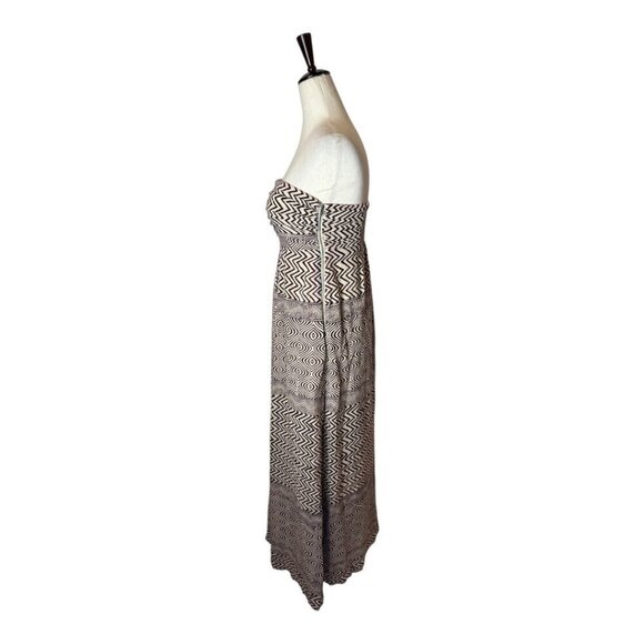 Anthropologie Edme & Esyllte Dress Women 0 Ivory Brown Strapless Hypnotic Maxi - Picture 8 of 14